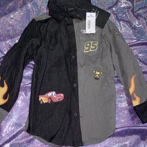 Disney Pixar Cars Lightning McQueen Flames Toddler Long Sleeve Woven Button-Up